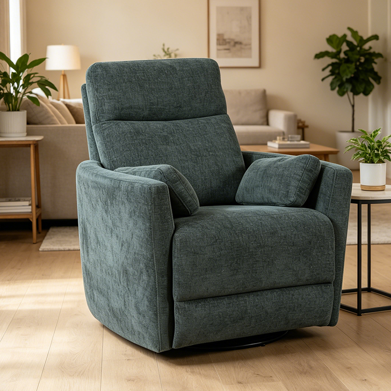 เบาะนั่งเครื่องร่อน Chenille Swivel Glider ที่ทันสมัยพร้อมหมอน